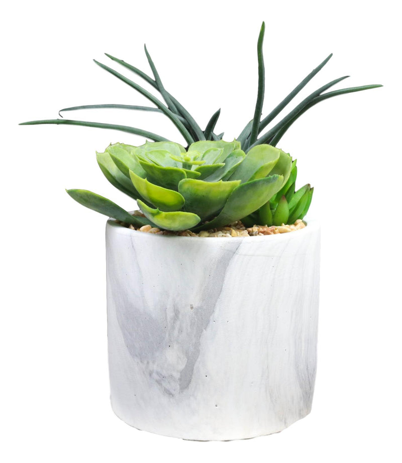 realistic succulents Ultra Realistic Artificial Botanica Trio Succulents Plant In Faux Marb– Ebros Gift