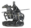 Suit of Armor Crusader Knight With Long Spear Riding On Cavalry Horse Figurine