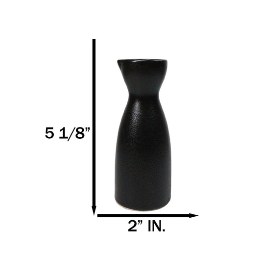 Pack Of 6 Porcelain Kokuyo Black Japanese Wine Sake Tokkuri Carafe Flasks