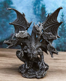Gothic Faux Stone Ancient Legendary Five Headed Dragon Hydra Roaring Figurine