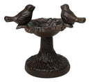 Cast Iron Rustic Whimsical Two Birds On Tree Bird Feeder Bath Small Sculpture