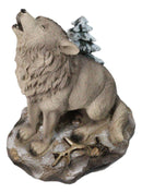 Wild Heritage Call of the Wild Howling Gray Wolf By Snowy Pine Tree Figurine