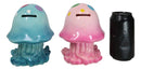 Set of 2 Whimsical Marine Blue And Pink Sea Jellyfish Money Savings Piggy Banks