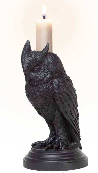 Mystical Wicca Gothic Owl Of Astrontiel Candlestick Candle Holder Figurine - Ebros Gift