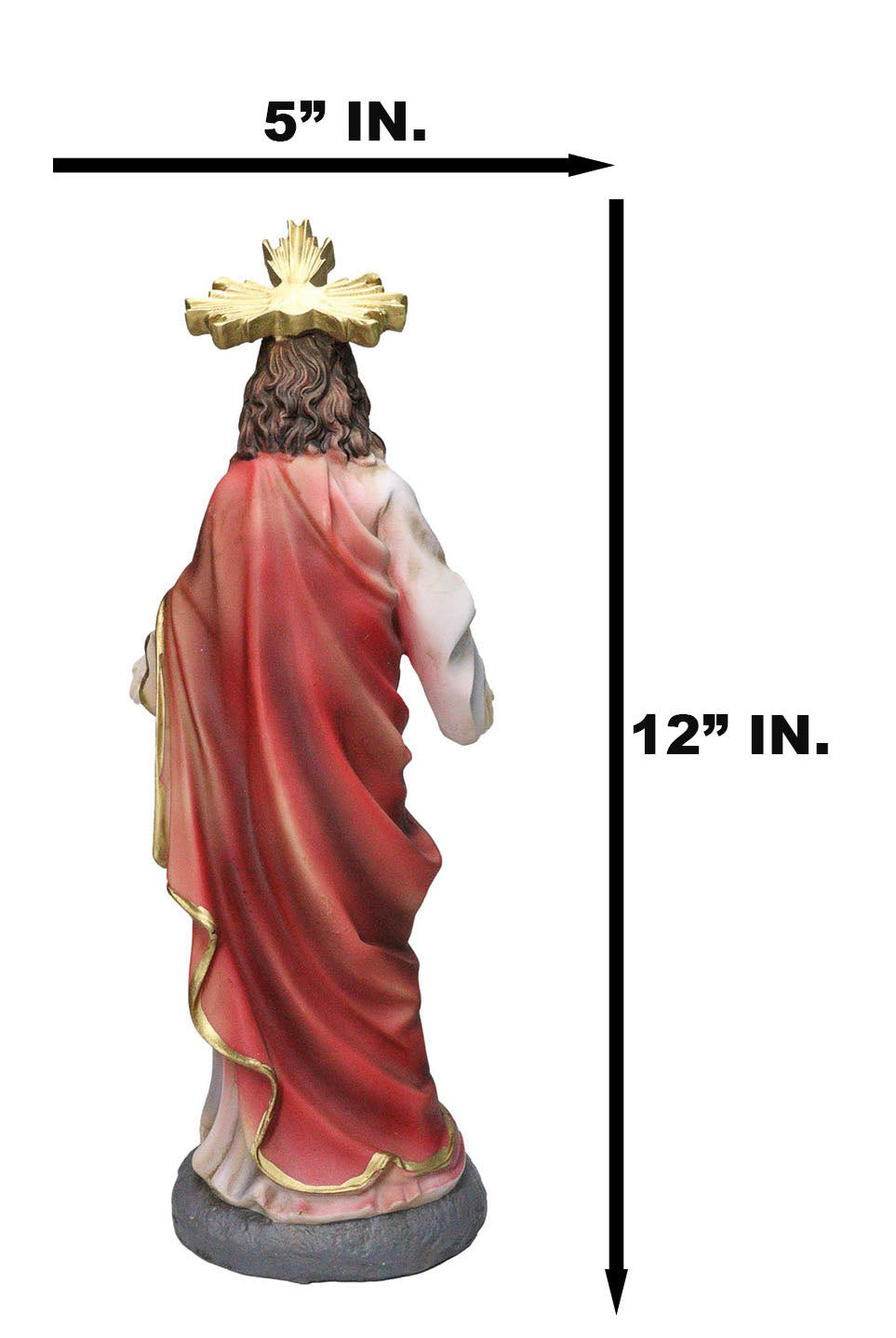 Catholic Sacred Heart of Jesus with Gold Crucifix Cross Medal Figurine 12"H - Ebros Gift