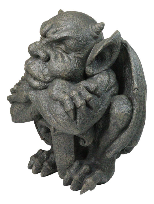 Gothic Stoic Warrior Notre Dame Gargoyle Sword Bearer Chimera Figurine 12"H
