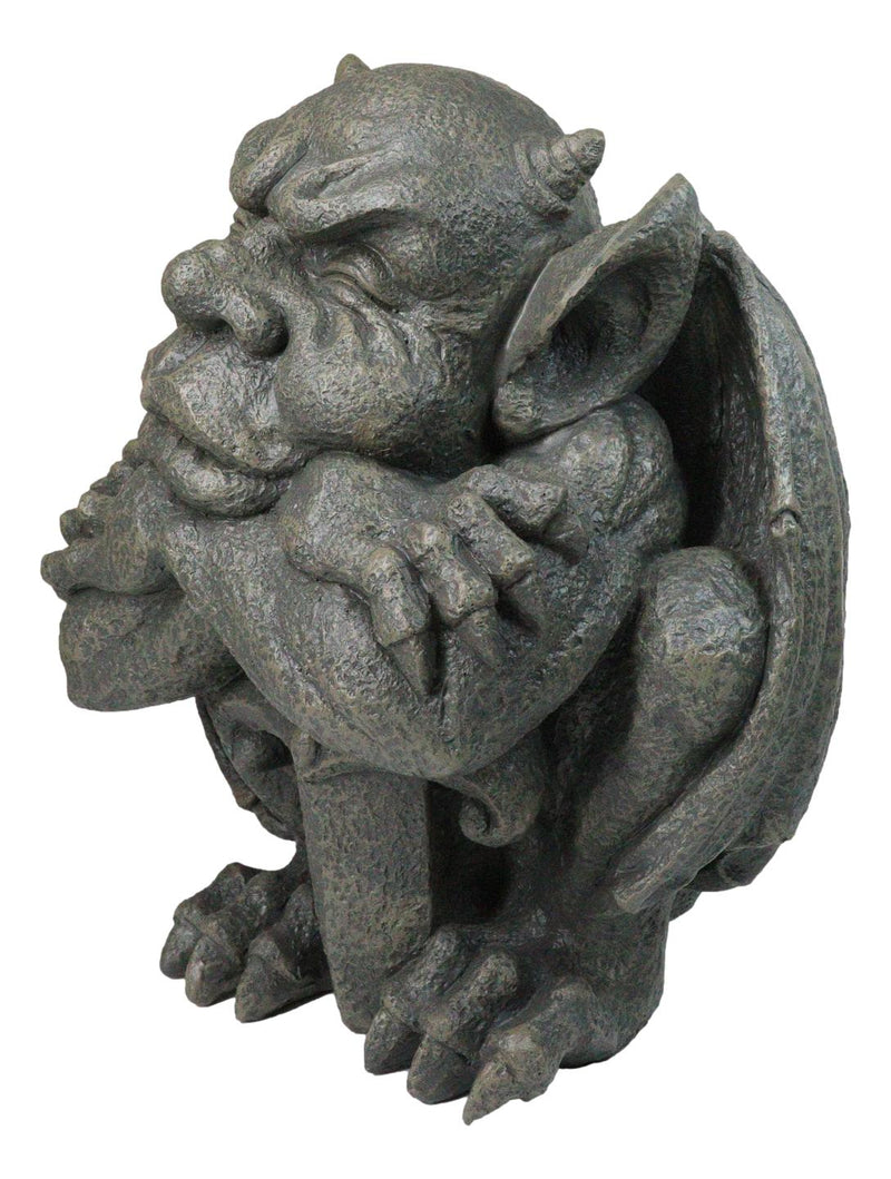Gothic Stoic Warrior Notre Dame Gargoyle Sword Bearer Chimera Figurine 12"H
