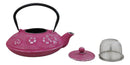 Magenta Ume Plum Blossoms Cast Iron Tetsubin Teapot With Enamel Liner