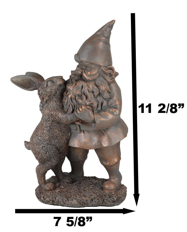 Whimsical Mr Gnome Dancing With Hare Rabbit Fairy Garden Figurine Decor Accent