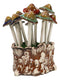Fairy Garden Colorful 12 Piece Ceramic Mushroom Picks With Planter Holder Set