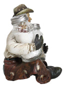 Western Wrangler Cowboy With Hat Scarf And Chaps Salt Pepper Shakers Holder Set