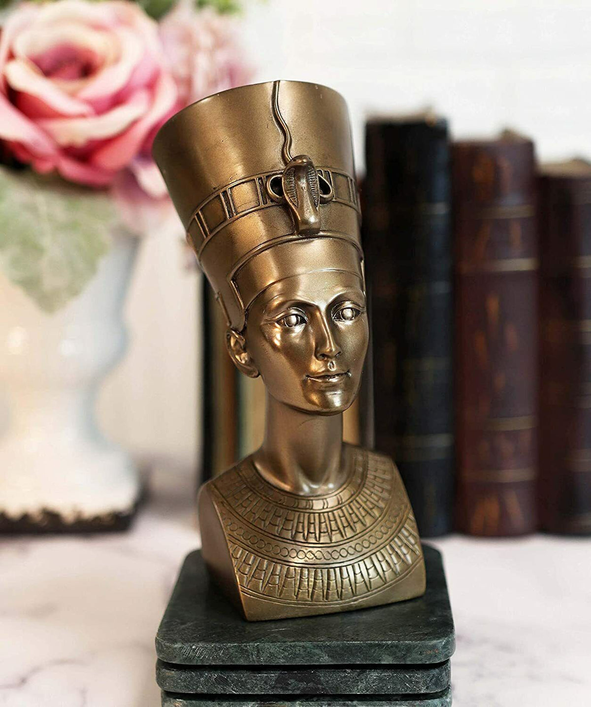 Ebros Egyptian Pharaoh King Tut and Queen Nefertiti Bust Set of Two Figurine