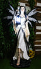 Large 4 Ft Spell Caster Winter Fairy With Dragon And Solar LED Lantern Statue