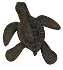 Pack Of 2 Rustic Cast Iron Swimming Sea Turtle Tortoise Hatchling 4"L Figurines