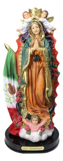 Our Lady of Guadalupe Figurine With Mexican Flag Figurine With Base 12" Series