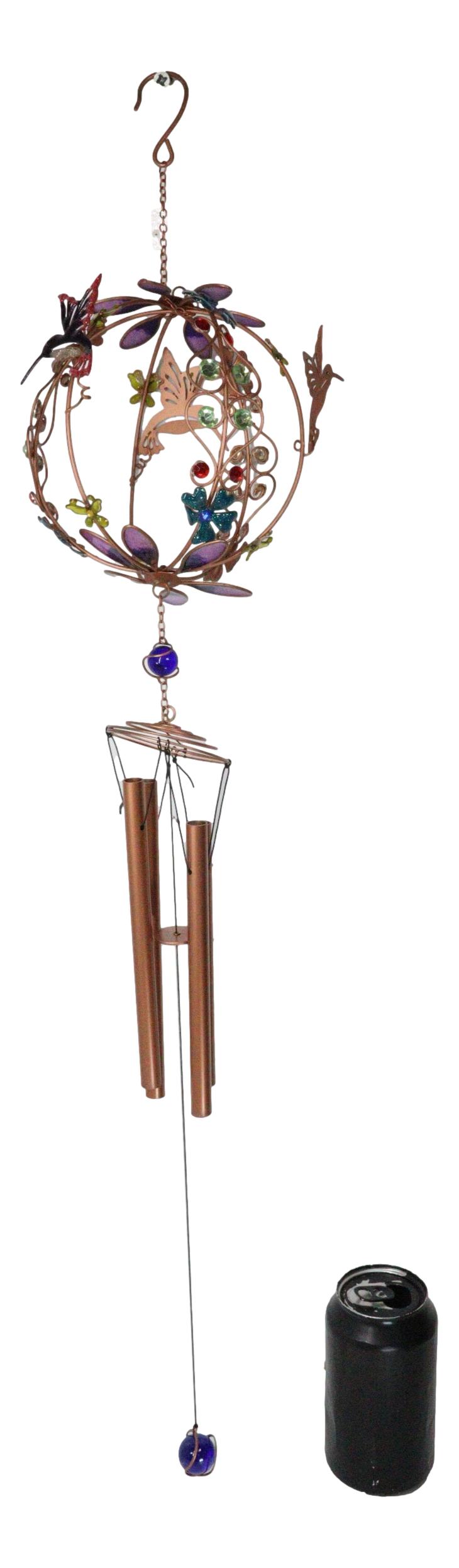 Whimsical Hummingbirds by Enchanted Globe Floral Garden Copper Wind Chime