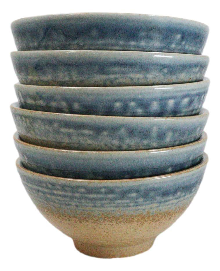 Pack Of 6 Blue River Ao Nagashi Collection Small Rice Soup Appetizer Bowls 10oz