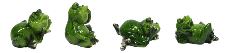 Set of 4 Whimsical Green Pond Frogs in Multiple Poses Decorative Figurines