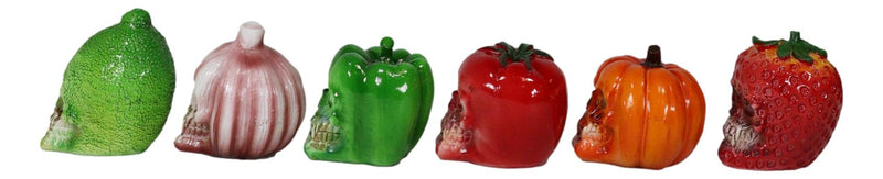 Garlic Bell Pepper Tomato Strawberry Pumpkin Bitter Melon Mini Skulls Set of 6