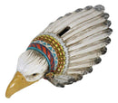 Native Spirit Bald Eagle With Indian Chief Headdress Piggy Money Coin Bank