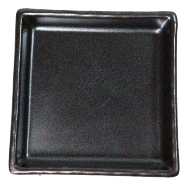 Set Of 6 Black Iron Clay Tetsu Kesho Ceramic Square Condiment Sauce Dishes 2oz