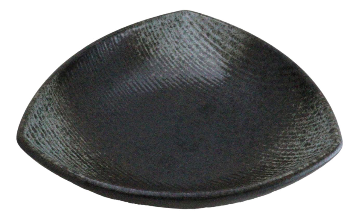Set Of 5 Charcoal Grey Hakumu Ceramic Appetizer Salad Triangular Deep Plates