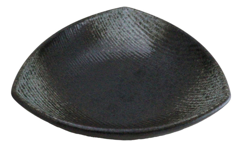 Set Of 5 Charcoal Grey Hakumu Ceramic Appetizer Salad Triangular Deep Plates