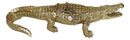 Large Gold Patina Crocodile Baring Razor Teeth Jewelry Tray Organizer Holder18"L