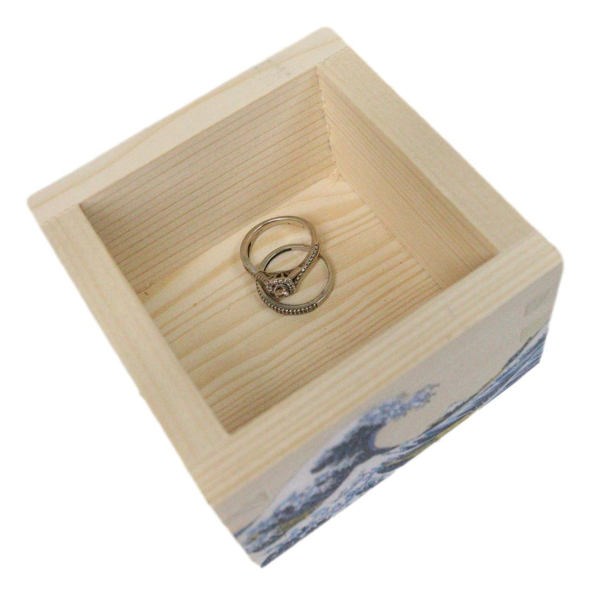 Set Of 3 Great Wave Of Kanagawa Hokusai Traditional Masu Square Box Sake Cups