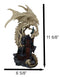 Gothic Skeleton Bone Dragon Perching On Rocky Mountain Castle Tower Figurine