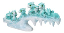 Winter Wonderland Ice Blue Baby Dragons On Frozen Bridge Glacier Rock Figurine