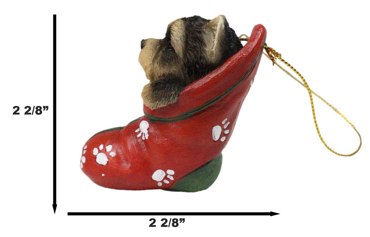 Yorkshire Terrier Yorkie Puppy In Sock Holiday Fest Christmas Ornament Figurine