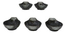 Pack Of 5 Charcoal Grey Tone Hakumu Small Ponzu Miso Soup Bowls With Handle 5oz