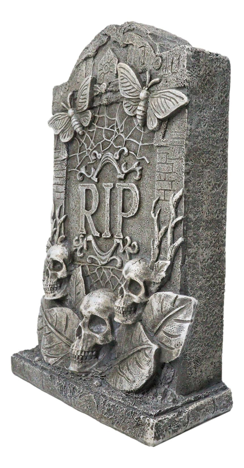 Ossuary Gothic Skulls Death Moths Graveyard Mortuary RIP Tombstone Figurine