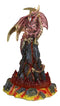 Red and Gold Dragon Standing On Volcano Mountain With LED Lava Base Figurine