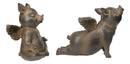 Pack Of 2 Hog Heavens Yoga Pigs In Cobra And Lotus Meditation Pose Figurines