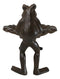 Cast Iron 2 Toad Frogs With Waterlily Lily Pad Bird Feeder Bath Garden Figurine