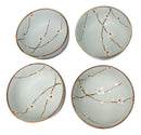Set Of 4 Made In Japan Ceramic Soushun Sakura Blue Plum Medium Tayo Bowls 21oz