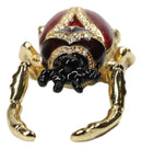 Red Scarab Beetle Bug Enameled Pewter Austrian Crystals Trinket Jewelry Box