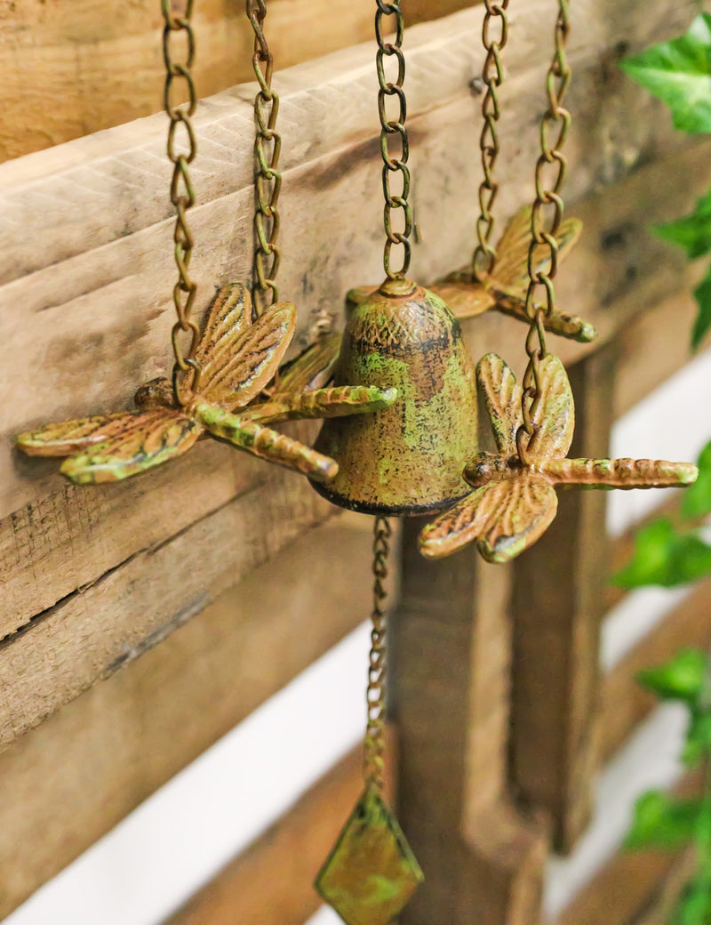 Rustic Cast Iron Cottage Garden Dragonfly New Beginnings Quaint Bell Wind Chime