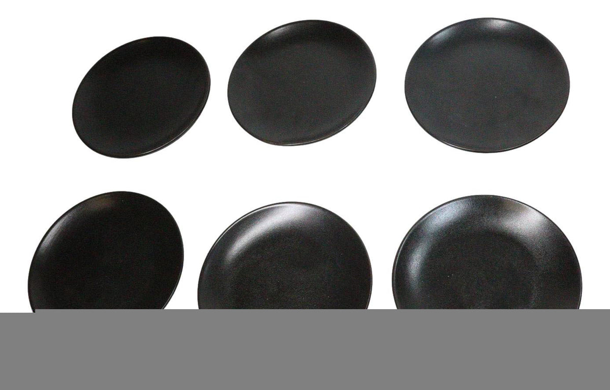 Set Of 6 Kokuyo Black Contemporary Appetizer Dessert Salad Ceramic Plates 6"D