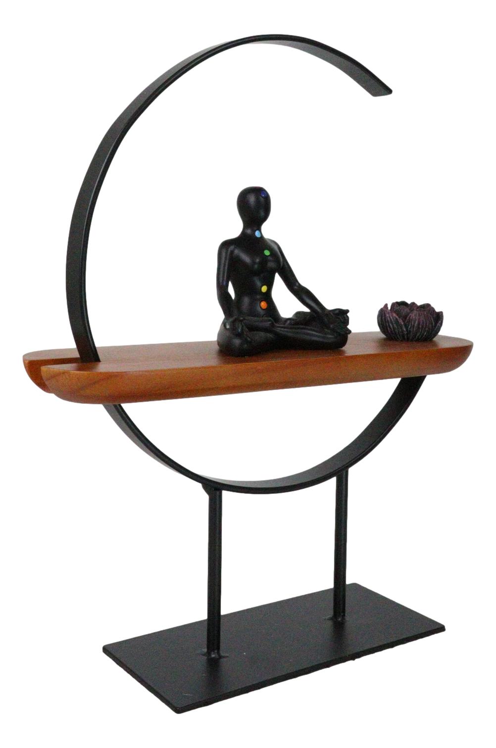 Zen Crescent Rainbow 7 Chakra Zones Black Yoga Avatar With Lotus Incense Burner