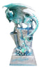 Winter White Dragon On Frozen Ice Cliff With LED Light Crystals Decor Figurine