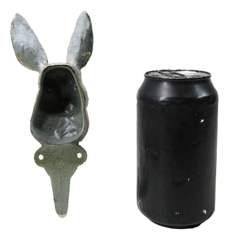 Distressed White Finish Cast Iron Whimsical Bunny Rabbit Wall Coat Hat Hook