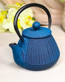 Blue Tokusa Geometric Textured Pattern Petite Cast Iron Teapot 10oz Tea Pot