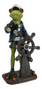 Marine Bon Voyage Sailor Captain Frog Holding Wheel Helm and Binoculars Figurine