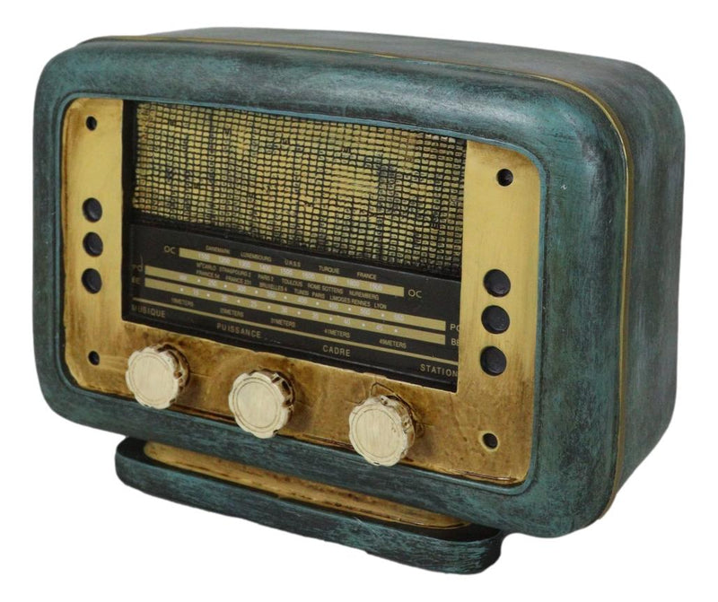 Novelty Vintage Retro Blue Antique Radio Player Money Coin Savings Piggy Bank