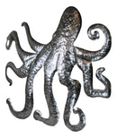 Silver Nautical Marine Deep Sea Octopus Tentacles Metal Wall Decor Plaque 31"L