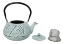 Mint Green Bamboo Forest Design Large Cast Iron Tetsubin Teapot 40oz Tea Pot