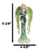 Beautiful Green Fairy With Colorful Flowers Carrying A Blue Peacock Figurine